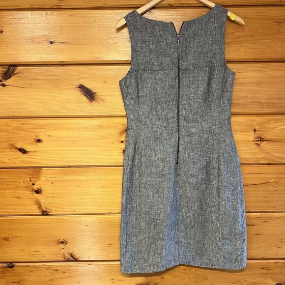 Saint Tropez West Washable Linen Sleeveless Sheath Dress Sz 6 Gray - Picture 5 of 5